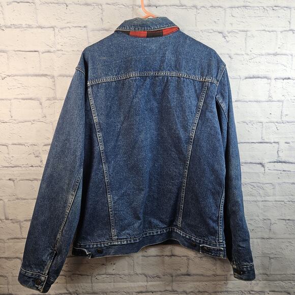 Vintage Plain Pockets Men's Denim Trucker Jacket Sz LXT USA Made Vtg - Picture 5 of 8